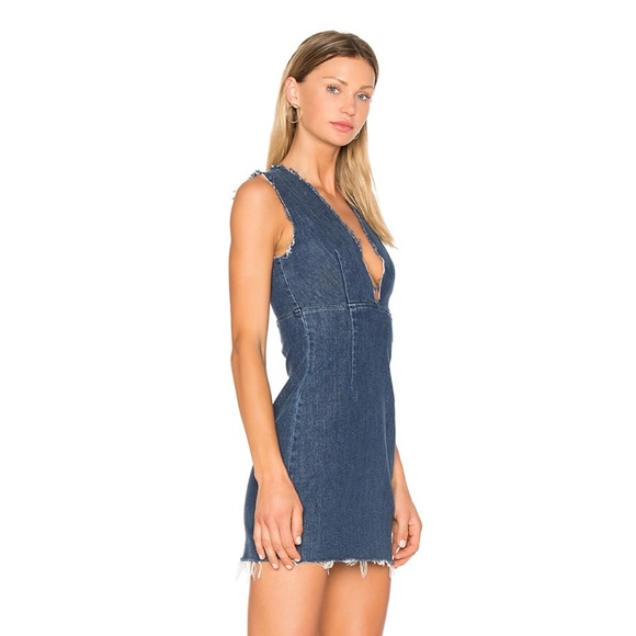 GRLFRND Estelle Deep V Denim Dress - Picture 2 of 5